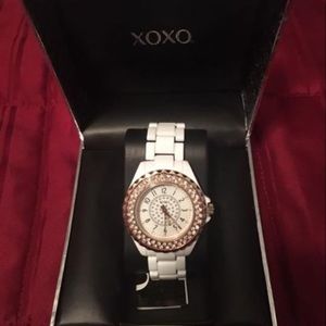 Xoxo white watch with jewels new in box
